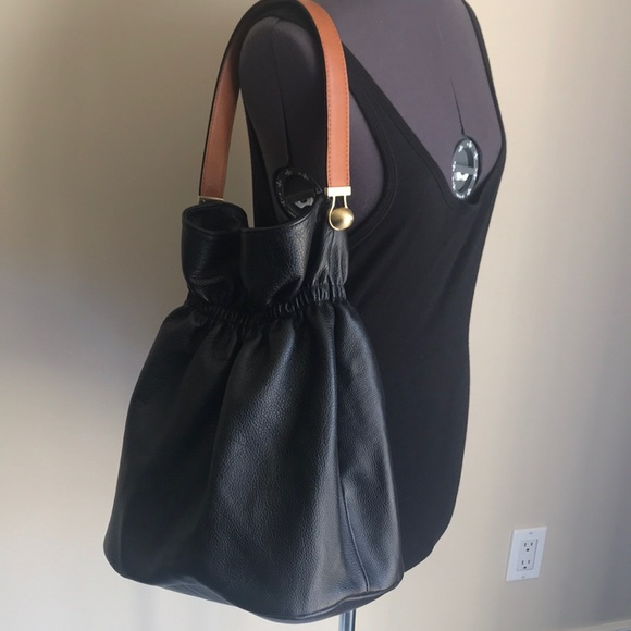 Zara Leather Bucket Bag Satchel Black - Picture 9 of 9